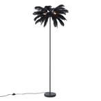 Art Deco vloerlamp zwart met zwarte veren - Peahen, Huis en Inrichting, Lampen | Vloerlampen, Nieuw, Overige materialen, Art Deco