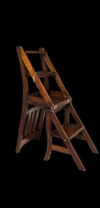 Trapje - library steps chair - Hout - Antieke ladderstoel