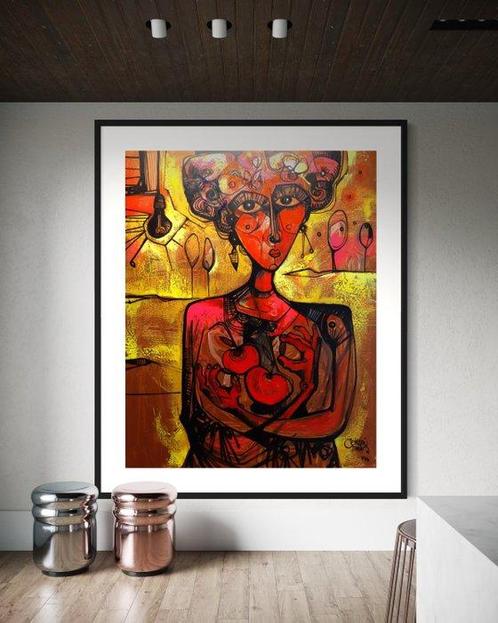 Simeon Gonzales - Mujer y Frutos Prohibidos - NO Reserve XXL, Antiek en Kunst, Kunst | Schilderijen | Modern