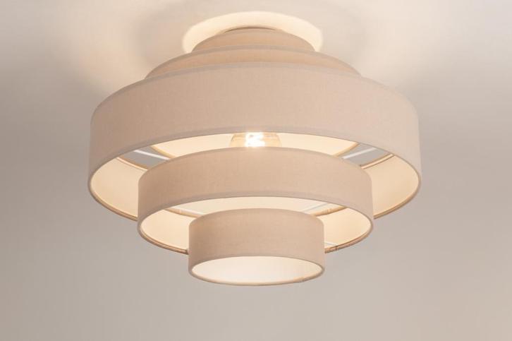 Rietveld Plafondlampen - Taupe - Stof, Metaal, Huis en Inrichting, Lampen | Plafondlampen, Verzenden