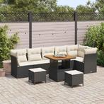 vidaXL Tuin Sofa Set met kussen 9 pcs Zwart en crème 80 x 80, Verzenden, Nieuw, Rotan