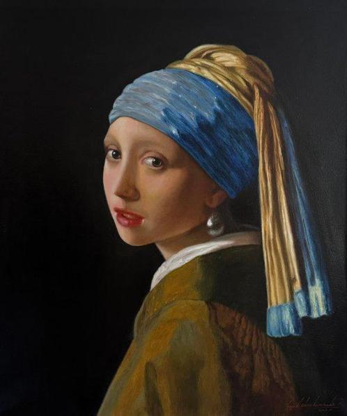 sajed Ebrahimizade - A girl with a pearl earring., Antiek en Kunst, Kunst | Schilderijen | Klassiek