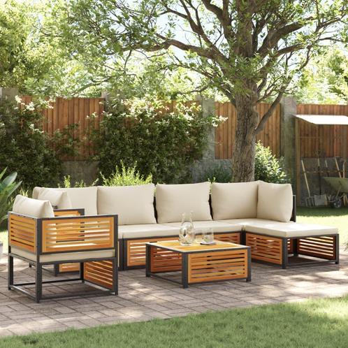 vidaXL 7-delige Tuinbankstel met kussens massief acaciahout, Tuin en Terras, Tuinsets en Loungesets, Nieuw, Hout, Verzenden