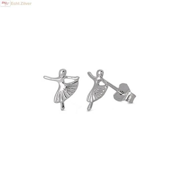 Zilveren kleine ballerina oorstekers, Sieraden, Tassen en Uiterlijk, Oorbellen, Nieuw, Verzenden
