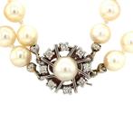 Parel collier met witgouden diamant sluiting 14 krt, Ophalen of Verzenden, Nieuw