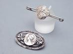 Zilver, 2 x Art Nouveau broches - 2-delige sieradenset, Antiek en Kunst