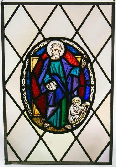 Glas-in-loodraam - 1850-1900 - Sint Mattheüs de Apostel, Antiek en Kunst, Kunst | Niet-Westerse kunst