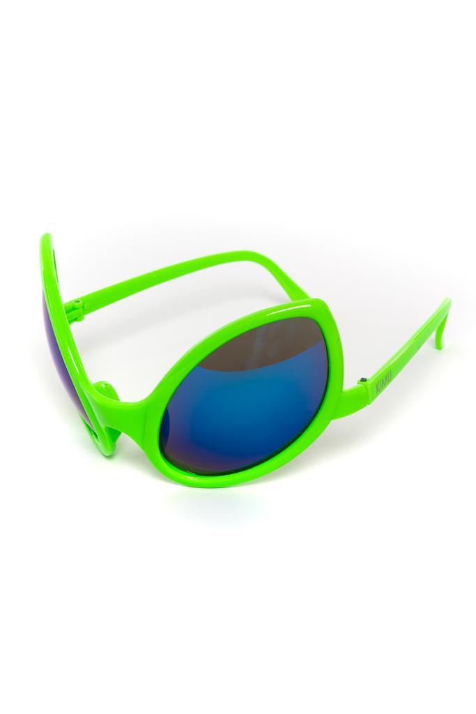 Zonnebril Alien Groen Montuur Blauwe Spiegelgazen Bril Buite, Hobby en Vrije tijd, Feestartikelen, Carnaval, Feestartikel, Nieuw