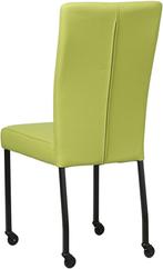 Felgroene leren moderne eetkamerstoel - poot vierkant zwart, Huis en Inrichting, Stoelen, Overige kleuren, Nieuw, Leer, Ophalen of Verzenden
