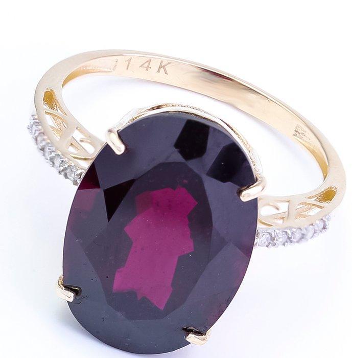 Zonder Minimumprijs - Ring - 14 karaat Geel goud Granaat -, Sieraden, Tassen en Uiterlijk, Ringen