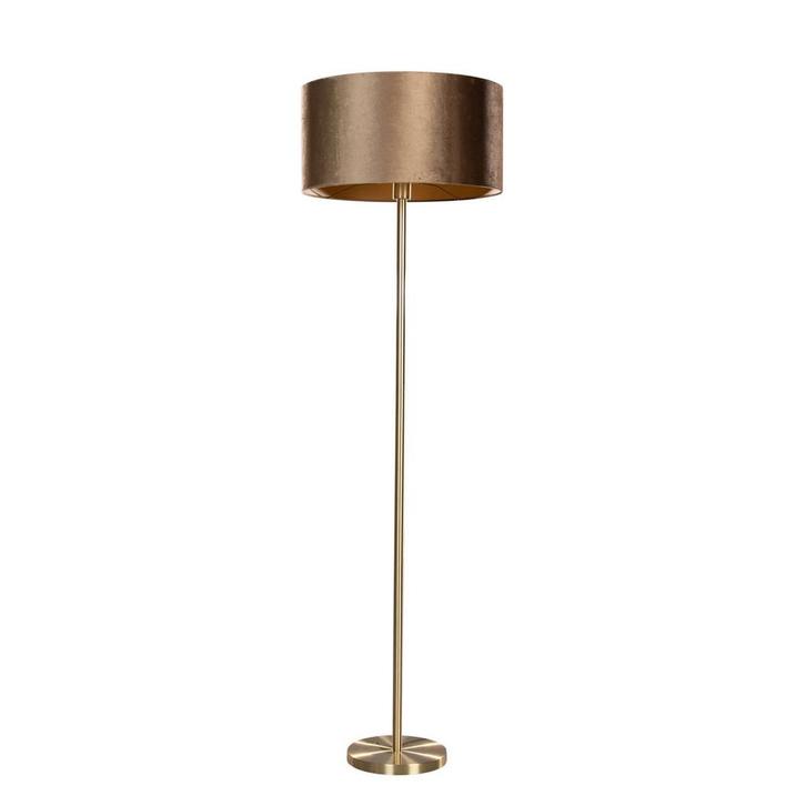 Vloerlamp messing met velours kap brons 50cm - Simplo, Huis en Inrichting, Lampen | Vloerlampen, Nieuw, Overige materialen, 150 tot 200 cm