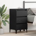 vidaXL Nachtkastje met metalen poot 40x35x69 cm zwart, Huis en Inrichting, Slaapkamer | Nachtkastjes, Verzenden, Nieuw, Hout