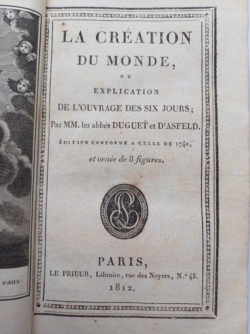 MM. les abbés Duguet et DAsfeld - La Création du Monde ou, Antiek en Kunst, Antiek | Boeken en Bijbels