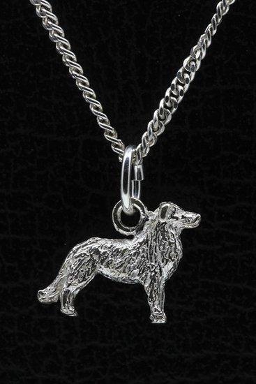 Zilveren Australische shepherd met staart ketting hanger ..., Sieraden, Tassen en Uiterlijk, Kettinghangers, Verzenden