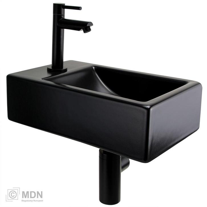 Fonteintje mat zwart keramiek links, Doe-het-zelf en Verbouw, Sanitair, Nieuw, Verzenden