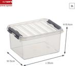 Sunware Q-line Opbergbox Transparant/Grijs 2 liter Set van 6, Doe-het-zelf en Verbouw, Kratten en Dozen, Ophalen of Verzenden