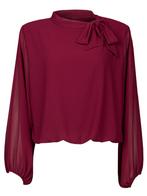 Top Blouson Strik Bordeaux, damestop met lange mouwen, Kleding | Dames, Tops, Verzenden, Nieuw
