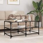 vidaXL Salontafel met zwart glazen blad 98,5x50x45 cm staal, Verzenden, Nieuw, Overige houtsoorten, 50 tot 100 cm