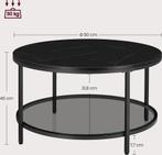 Salontafel - glazen tafelblad - diameter 65 cm - marmerlook, Huis en Inrichting, Tafels | Salontafels, Verzenden, Nieuw