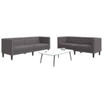 vidaXL 2-delige Loungeset Chesterfield-stijl kunstleer grijs, Verzenden, Nieuw, Vierpersoons of meer, Leer