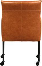 Cognac leren moderne kuipstoel - poot rond zwart met wiel -, Huis en Inrichting, Stoelen, Overige kleuren, Nieuw, Leer, Ophalen of Verzenden