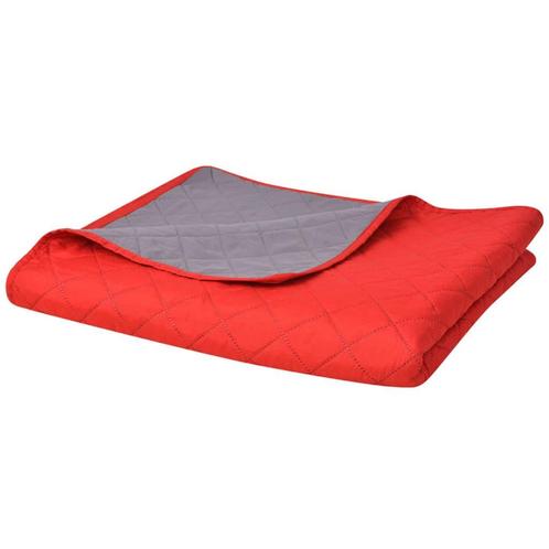 vidaXL Dubbelzijdige quilt bedsprei rood en grijs 230x260 cm, Huis en Inrichting, Slaapkamer | Beddengoed, Nieuw, Verzenden
