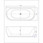 Ligbad Wall Half-Vrijstaand Acryl 170X75 Wit, Doe-het-zelf en Verbouw, Sanitair, Ophalen of Verzenden, Nieuw
