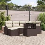 vidaXL Tuin Sofa Set met kussen 7 pcs Bruin en crème, Verzenden, Nieuw, Rotan