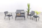 Stripe stoel-bank loungeset antraciet 4-delig, Tuin en Terras, Tuinsets en Loungesets, Verzenden, Nieuw, Kunststof, Loungeset