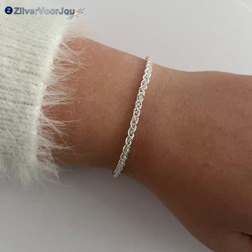 Zilveren spiga wheat armband 3 mm, Sieraden, Tassen en Uiterlijk, Armbanden, Nieuw, Verzenden