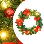 vidaXL Kerstkrans met LED lampjes 60 cm PVC groen, Diversen, Kerst, Verzenden, Nieuw