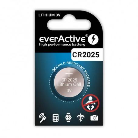 CR2025 everActive 165mAh 3V knoopcel batterij 1 Stuk, Audio, Tv en Foto, Accu's en Batterijen, Nieuw, Verzenden