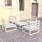 vidaXL 5-delige Loungeset massief grenenhout wit, Tuin en Terras, Verzenden, Nieuw, Loungeset