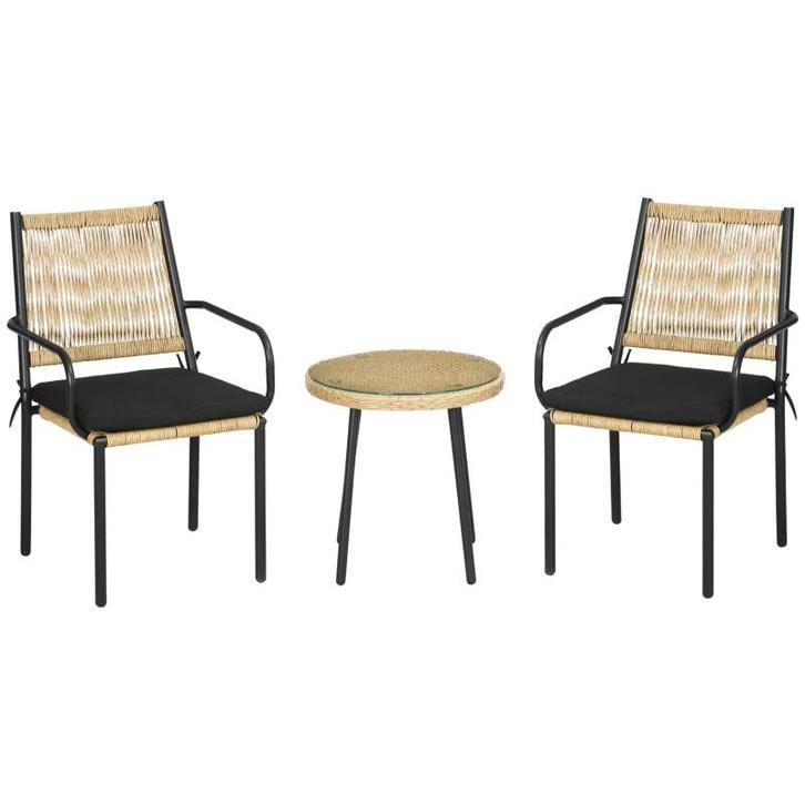 TRUUSK Tuinmeubelset, 3-delig, Rotan Look, Ronde Tafel, Twee, Tuin en Terras, Tuinsets en Loungesets, Nieuw, Verzenden