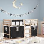 vidaXL Kinderhoogslaper met gordijnen 80x200 cm massief, Eenpersoons, Verzenden, Wit, Nieuw
