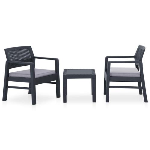 vidaXL 3-delige Loungeset met kussens kunststof grijs, Tuin en Terras, Tuinsets en Loungesets, Loungeset, Nieuw, 3 zitplaatsen