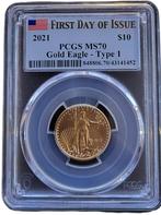Gouden American Eagle 1/4 oz 2021 Type 1 First Day of Issue, Verzenden, Midden-Amerika, Losse munt, Goud