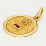Hanger - 18 karaat Geel goud Diamant (Natuurlijk) - Robijn