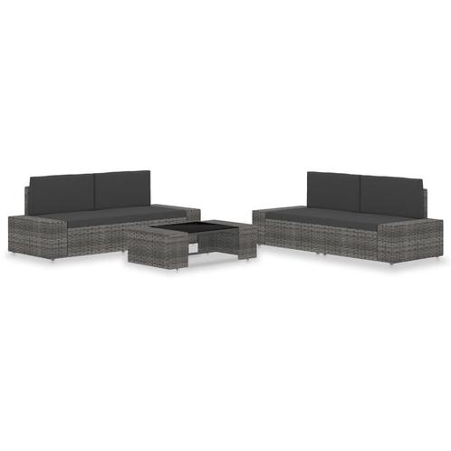 vidaXL 5-delige Loungeset poly rattan grijs, Tuin en Terras, Tuinsets en Loungesets, Loungeset, Nieuw, 5 zitplaatsen, Rotan, Verzenden