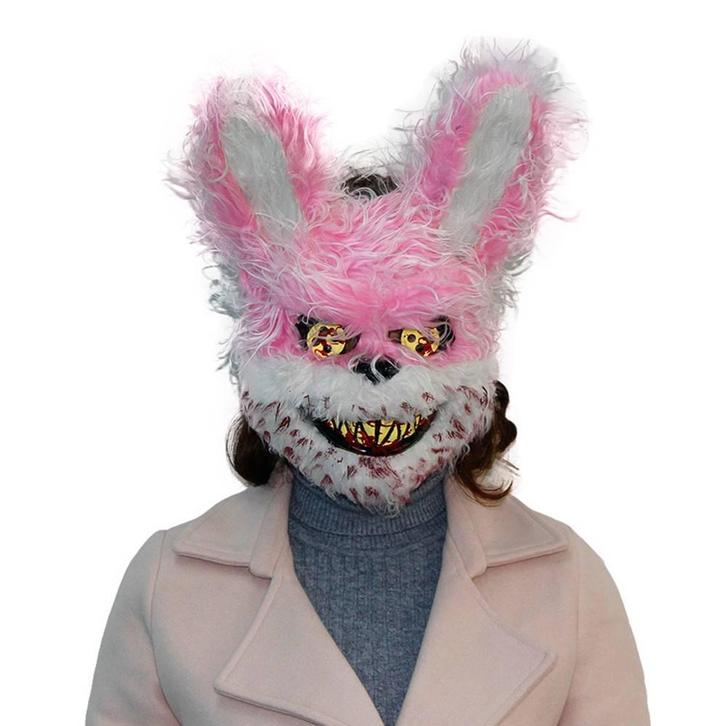 Halloween masker Roze horror konijn, Hobby en Vrije tijd, Feestartikelen, Nieuw, Verzenden