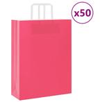 vidaXL Papieren zakken 50 st met hengsels 32x12x42 cm roze, Diversen, Cadeauverpakkingen, Verzenden, Nieuw