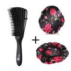 Afabs® Zwarte Anti-klit Haarborstel + Zwarte bloemen satijne, Ophalen of Verzenden, Nieuw