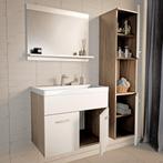Badkamermeubelset Krildihana 4-delig wit en eikenkleurig [en, Huis en Inrichting, Verzenden, Nieuw