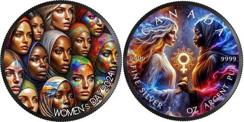 Canada. 5 Dollars 2023 Women`s Day 1 oz with COA und BOX, Postzegels en Munten, Munten | Europa | Niet-Euromunten