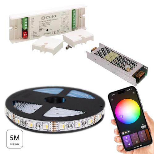 Smart LED Strip 5M 19,2 watt 5050/60 IP20  RGB+Warm Wit Incl, Huis en Inrichting, Lampen | Overige, Ophalen of Verzenden