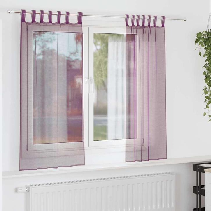 vidaXL Gordijnen met lussen 2 st 140x175 cm paars, Huis en Inrichting, Stoffering | Gordijnen en Lamellen, Nieuw, Verzenden