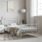 vidaXL Bedframe met hoofd- en voeteneinde metaal wit 100x190, 100 cm, Eenpersoons, Verzenden, Wit