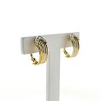 Tricolor gouden oorstekers met diamant | 0,04 ct., Sieraden, Tassen en Uiterlijk, Oorbellen, Gebruikt, Overige kleuren, Ophalen of Verzenden