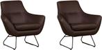 Bruine leren moderne design fauteuils - Rancho Leer Brown (, Nieuw, Ophalen of Verzenden, 75 tot 100 cm, Leer