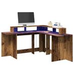 vidaXL Bureau met LED-verlichting 152x152x91 cm bewerkt hout, Verzenden, Nieuw